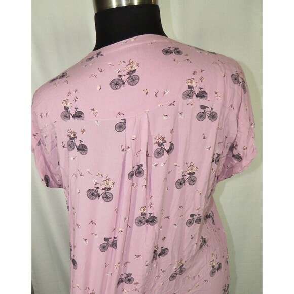 Torrid Women's Pink Bicycle Floral Print Dolman Sleeve Challis Blouse Plus 1X - Picture 7 of 14